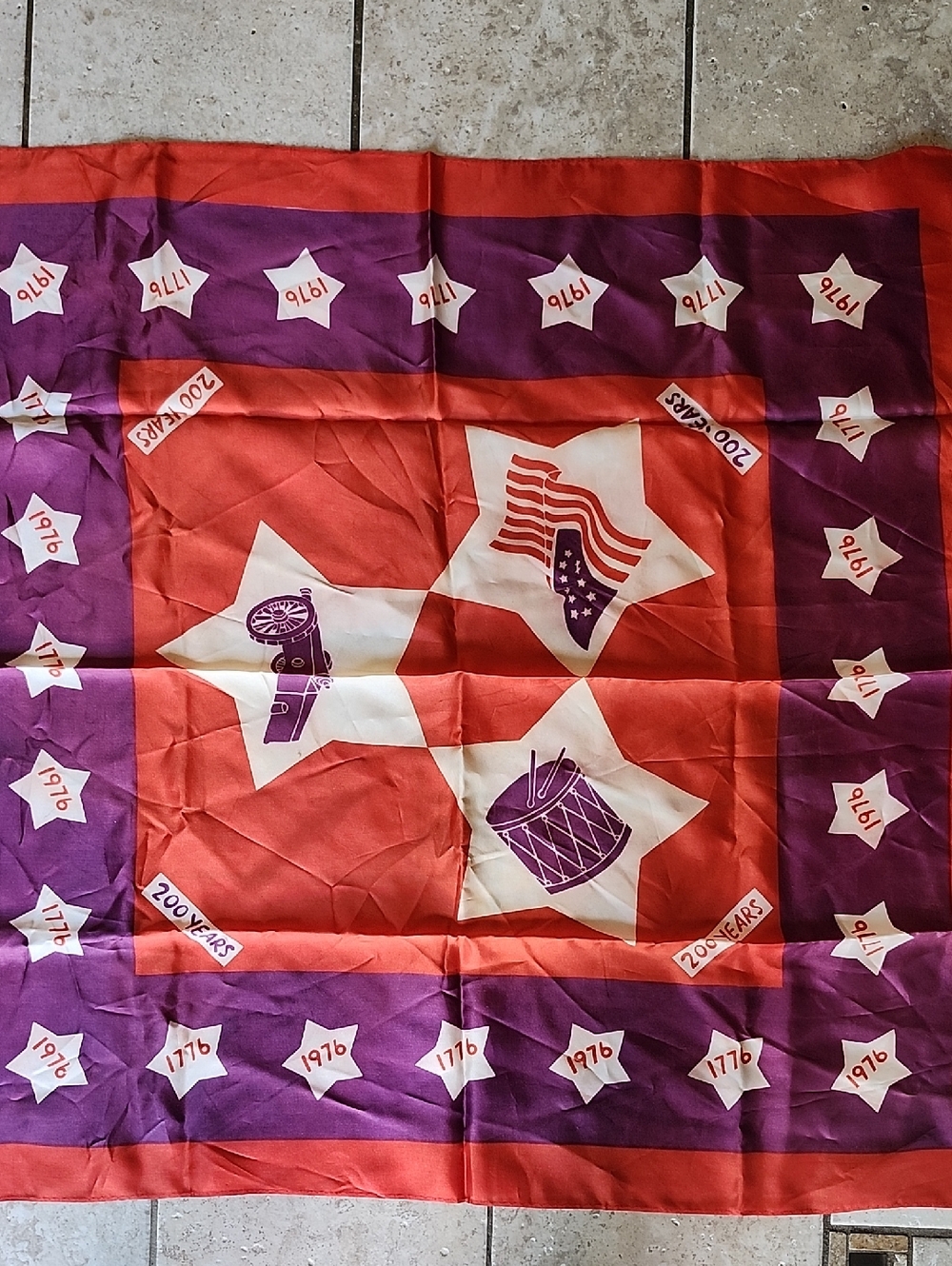 Vtg 1976 U.S. Bicentennial Commemorative 200 Years Scarf Made In Japan